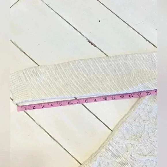 Talbots Cable Knit Tunic Sweater Pullover Women M Petite Cream Preppy Fall Layer - Picture 7 of 9